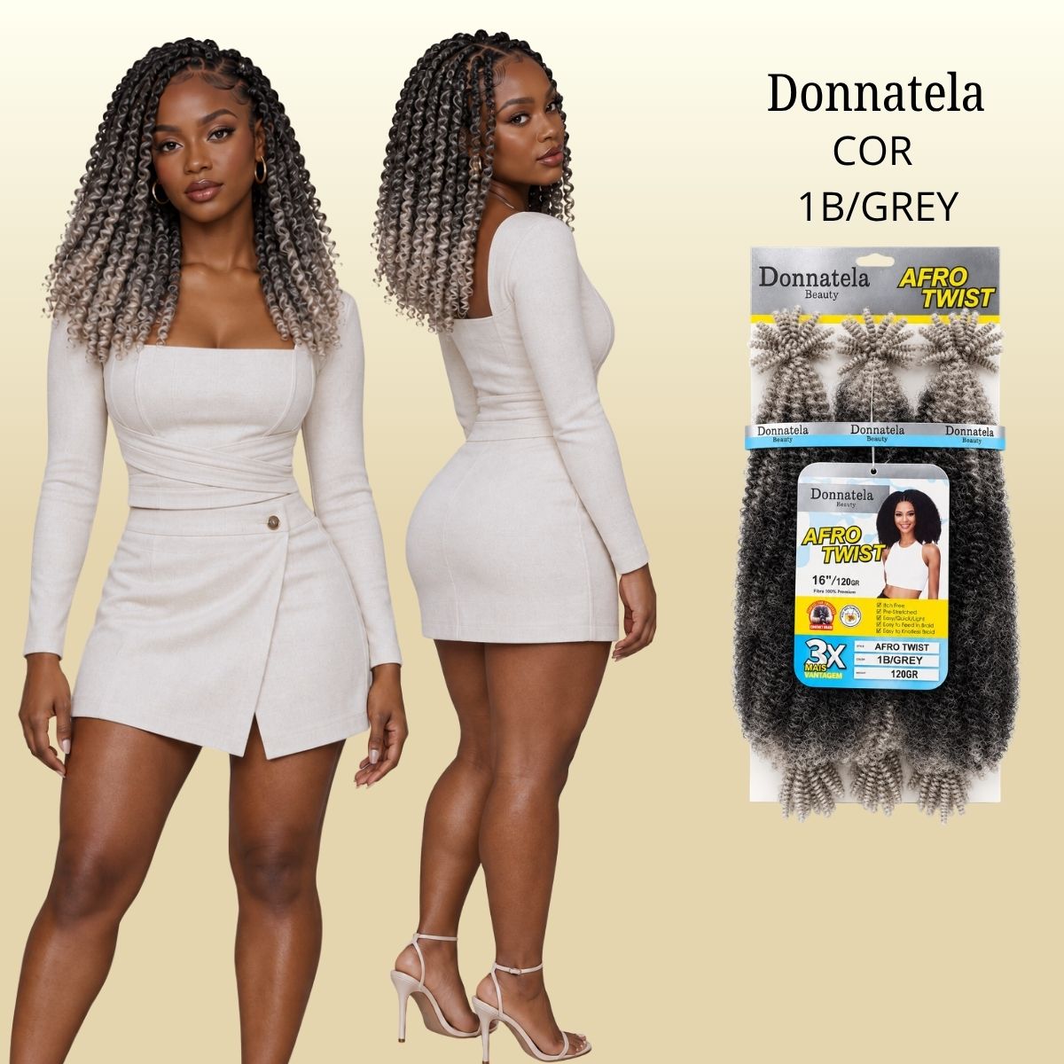 Afro Twist - Crochê - 40cm - 120g - Donnatela - Fibra Pré-Esticada