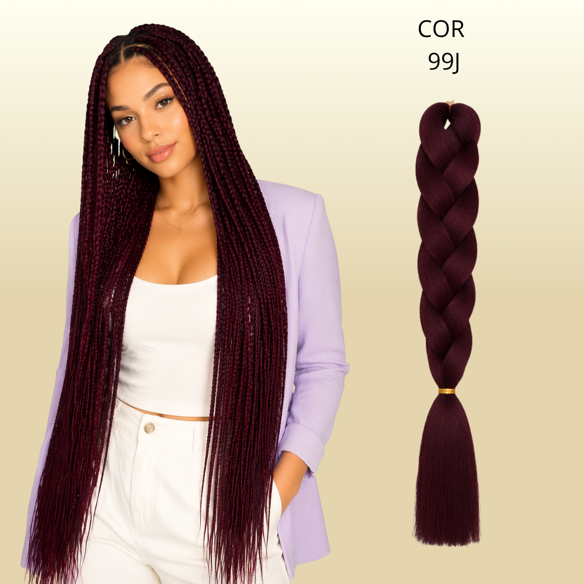 Postiço Jumbão FASHION YOU 1 pacote 6 peças  - Jumbão 400 Gramas Pacotão Kanekalon Cabelo Para Tranças.