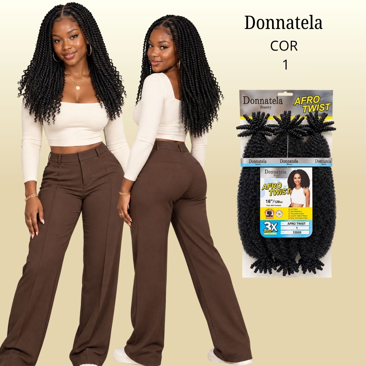 Afro Twist 16 polegadas Donnatela, fibra pré-esticada para twist 120g
