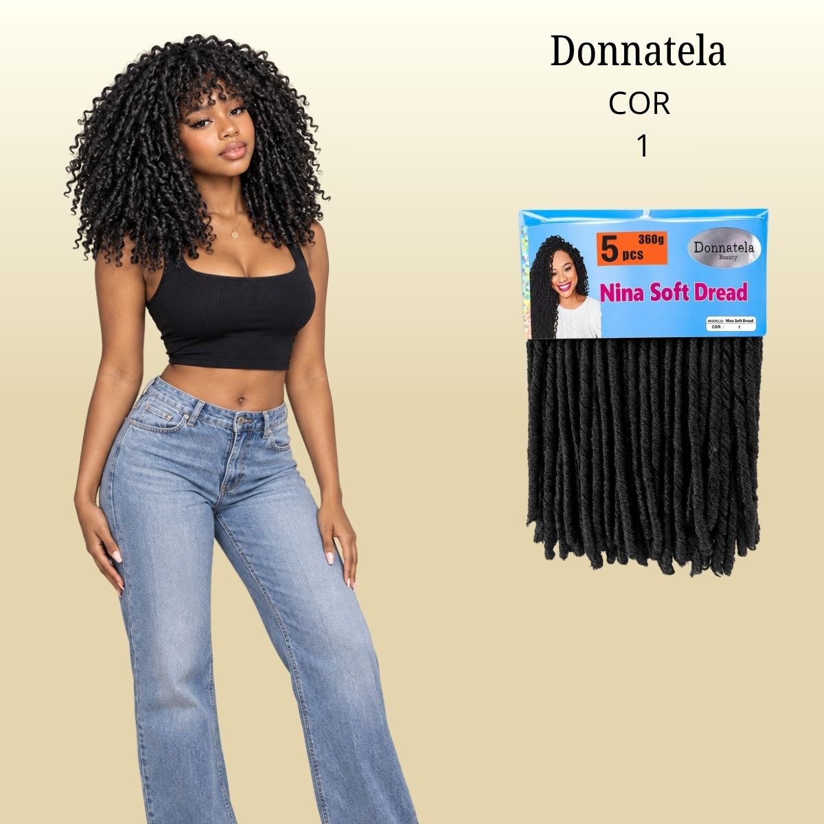 Nina Donnatela, cabelo cacheado para crochet braid 360g