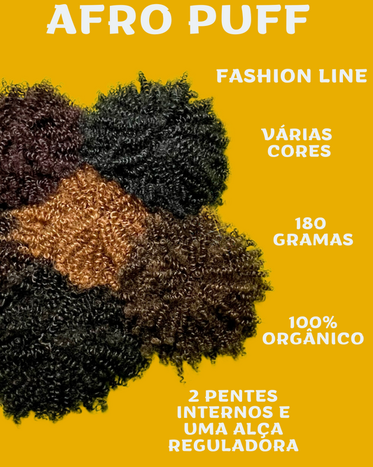 Afro Puff 30cm - FASHION LINE Cabelo Cacheado Aplique Orgânico - Rabo de Cavalo - 180g.