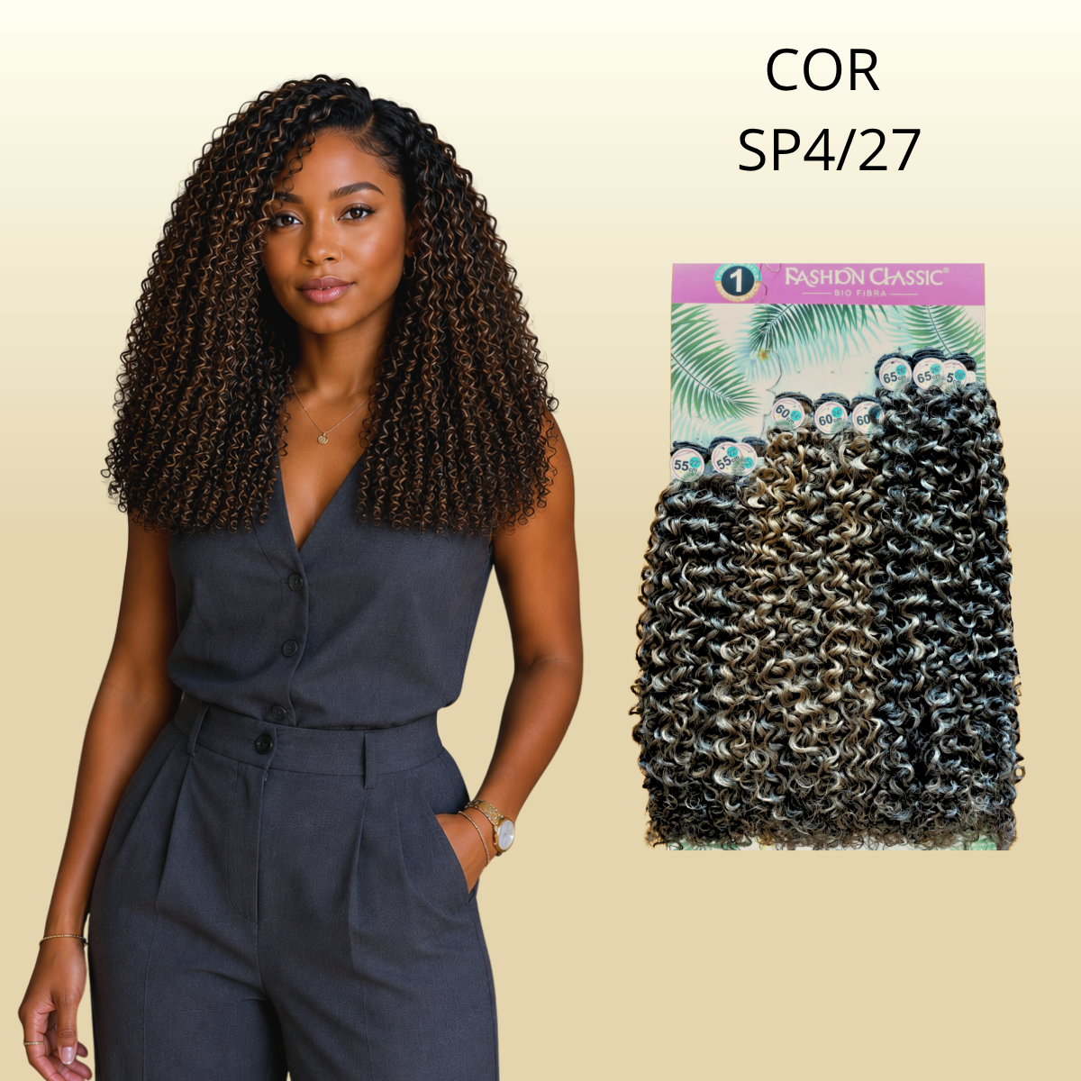 Iza 65cm FASHION CLASSIC Cabelo Cacheado Bio Fibra - 300g.