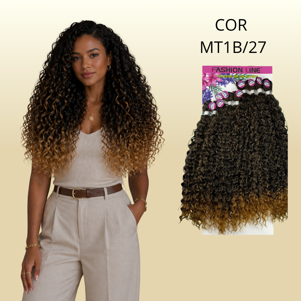 Anjo/Denise 70cm FASHION LINE - Cabelo ORGÂNICO Cacheado