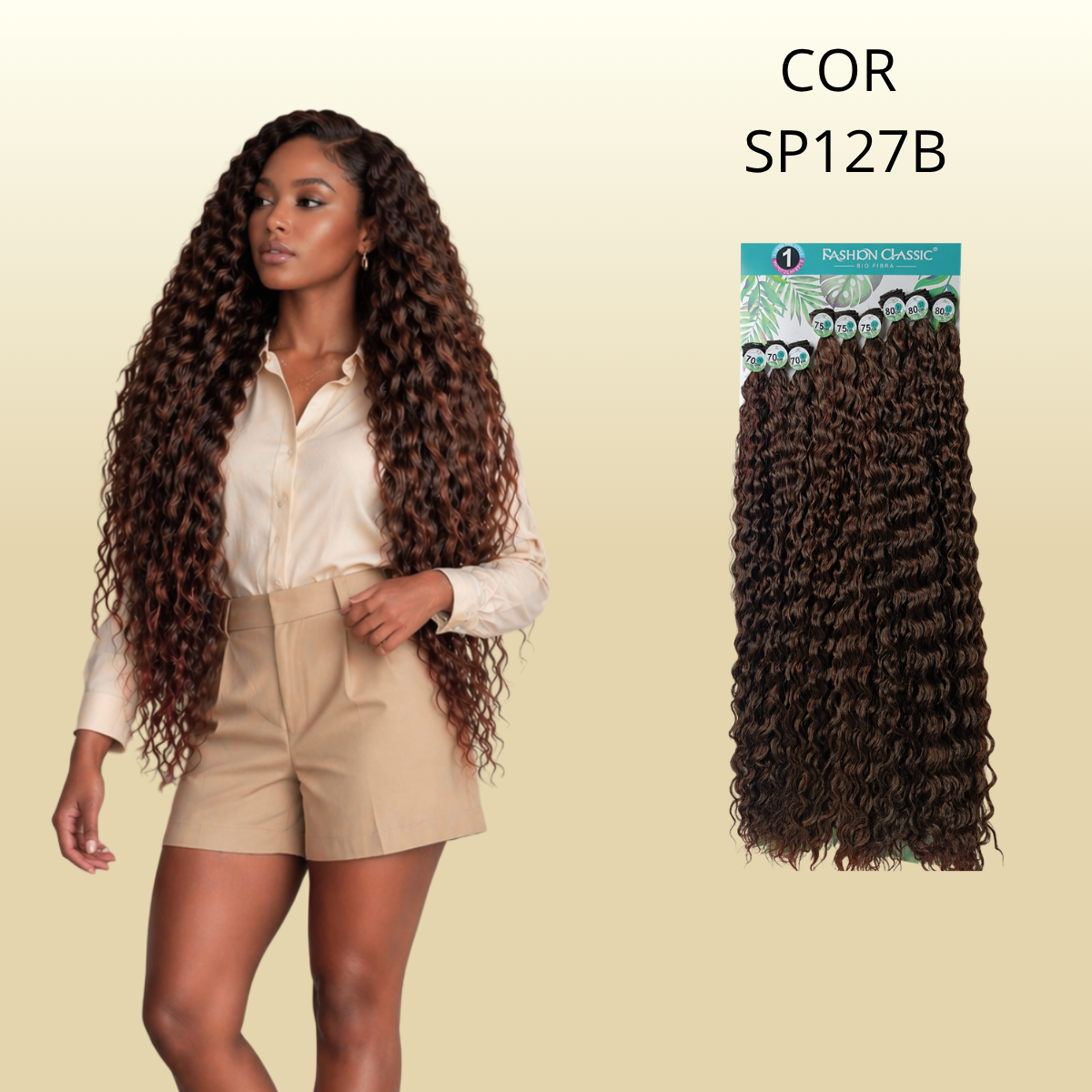 Anjo Plus/Helena  80cm FASHION CLASSIC - Cabelo Cacheado Bio Fibra
