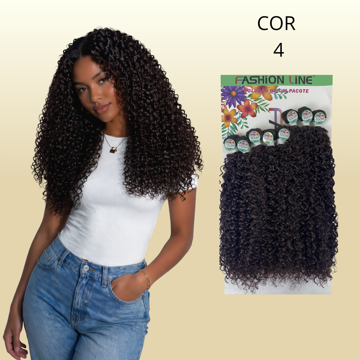 Rainha 65cm FASHION LINE Cabelo ORGÂNICO Cacheado 285g