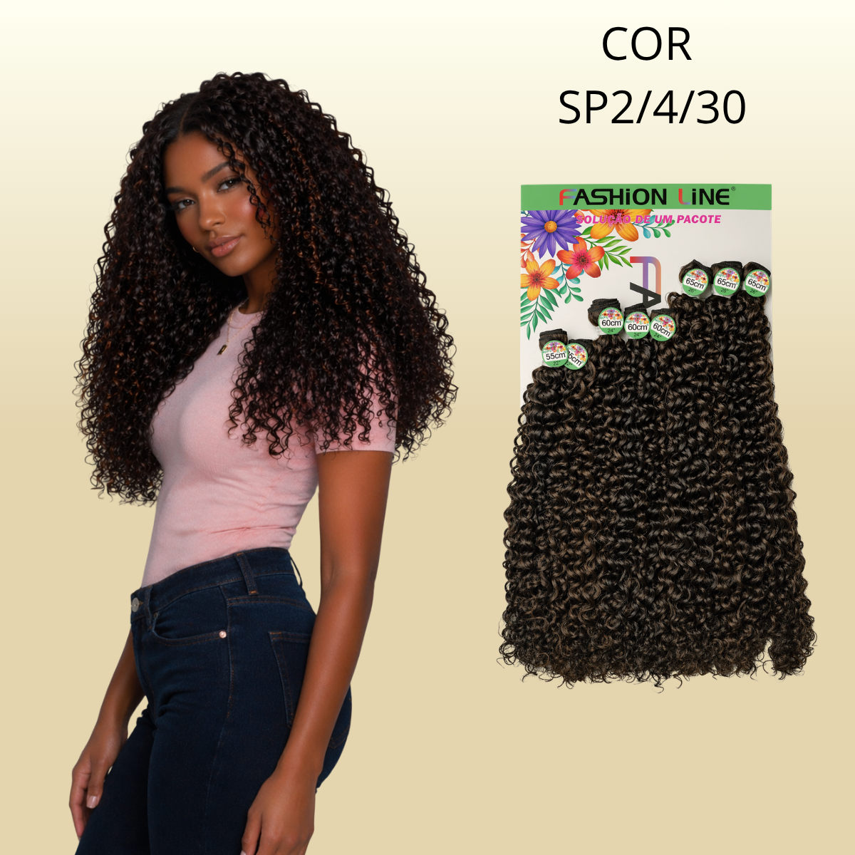 Rainha 65cm FASHION LINE Cabelo ORGÂNICO Cacheado 285g