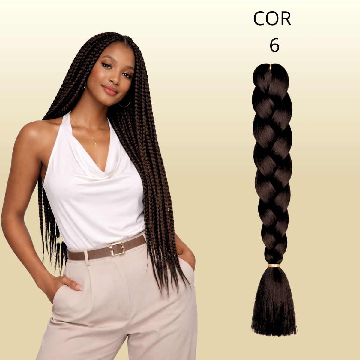 Postiço Jumbão FASHION YOU 1 pacote 6 peças  - Jumbão 400 Gramas Pacotão Kanekalon Cabelo Para Tranças.