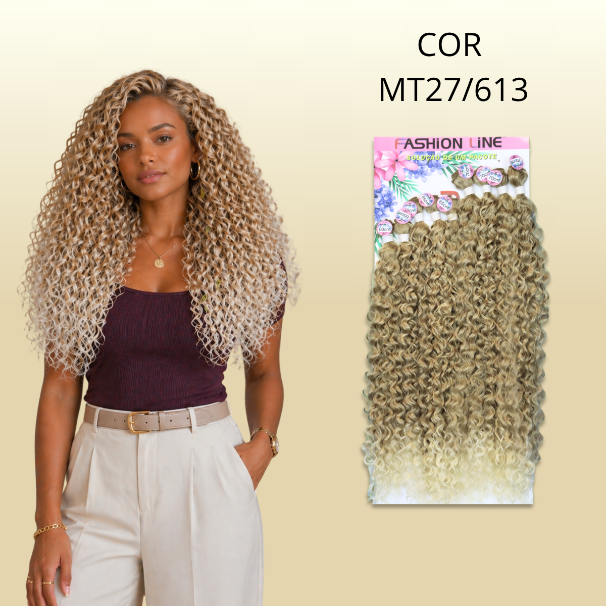 Anjo/Denise 70cm FASHION LINE - Cabelo ORGÂNICO Cacheado