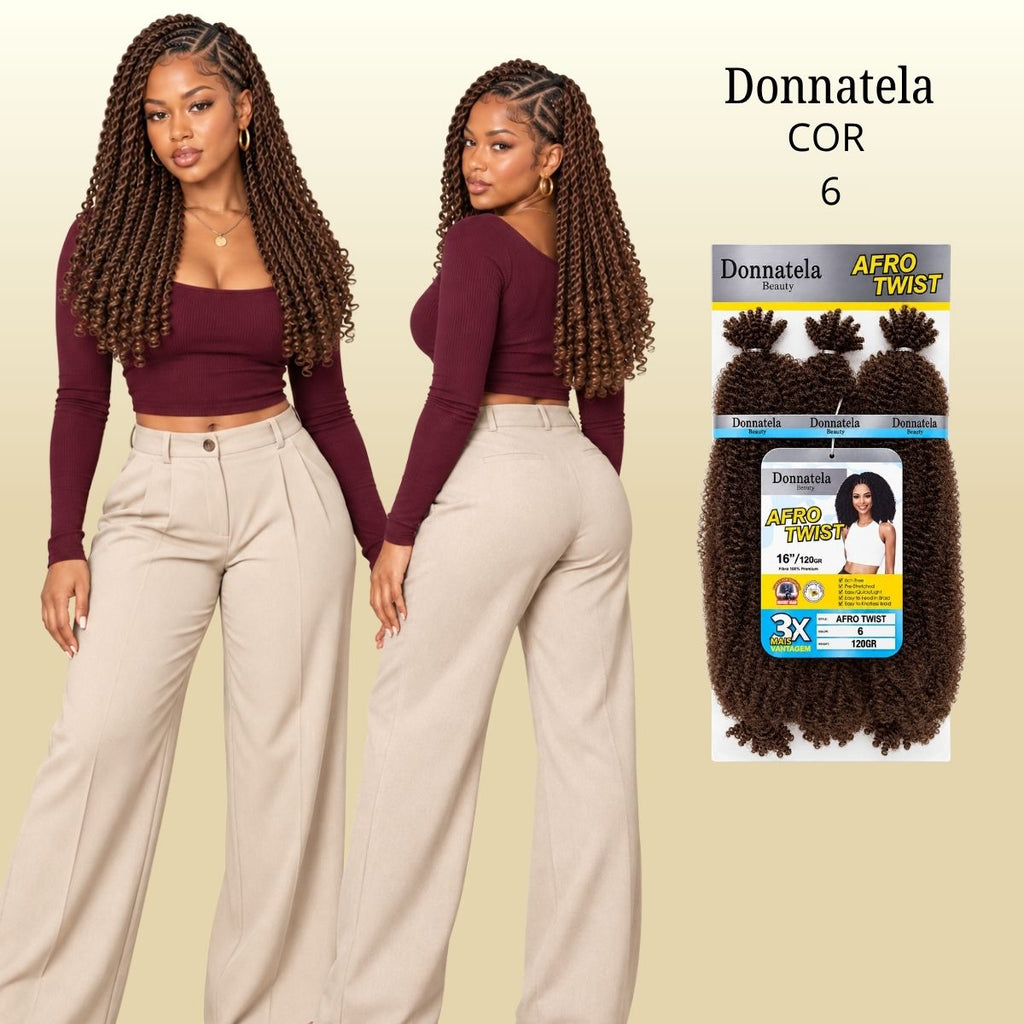Afro Twist - Crochet - 40cm - 120g - Donnatela - Fibra Pre-Estirada
