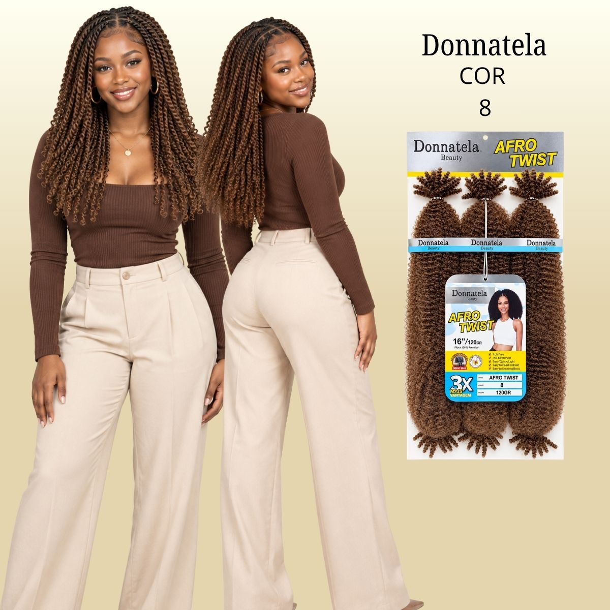 Afro Twist - Crochê - 40cm - 120g - Donnatela - Fibra Pré-Esticada