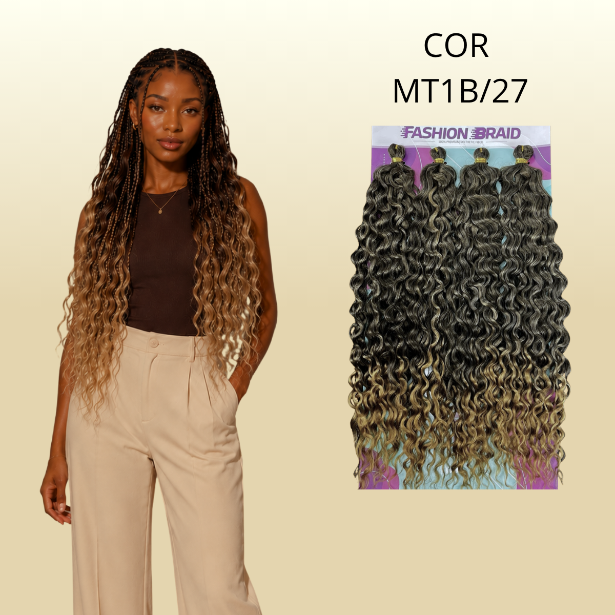 HawaII 55 CM - Fashion Braid - Cabelo crochet - Cabelo crochê braids - Sintetico premium