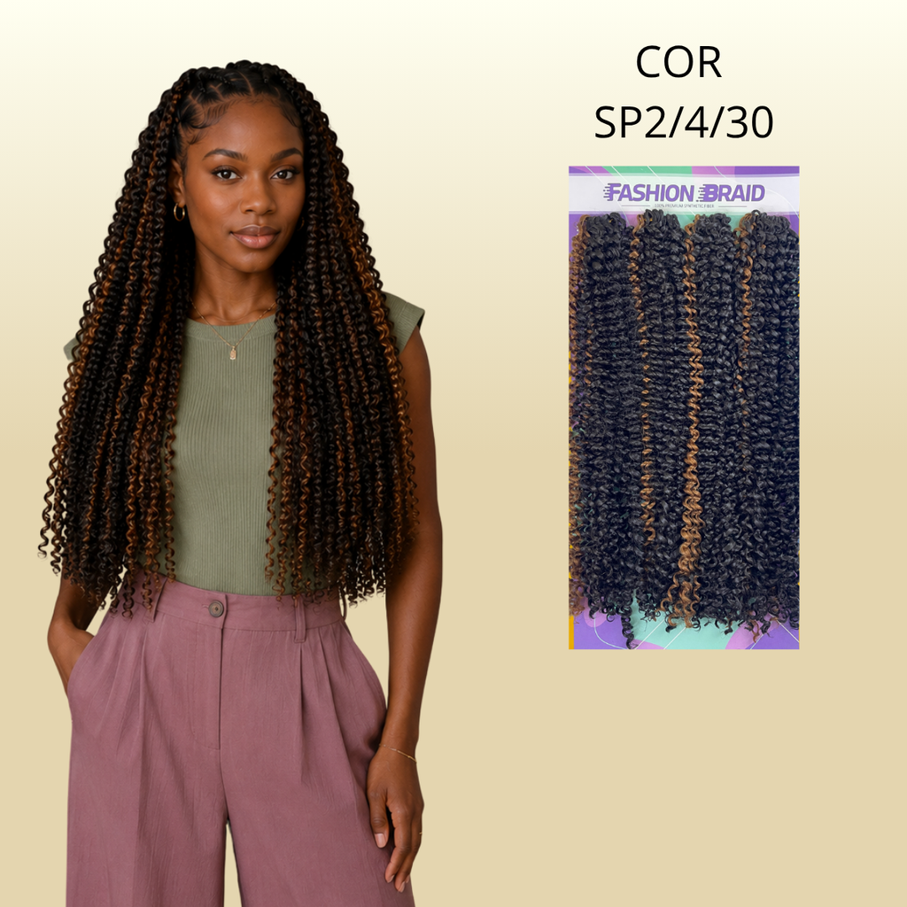 Viviana 50cm Fashion Braid Cabelo Cacheado Orgânico p/ Crochet Braids