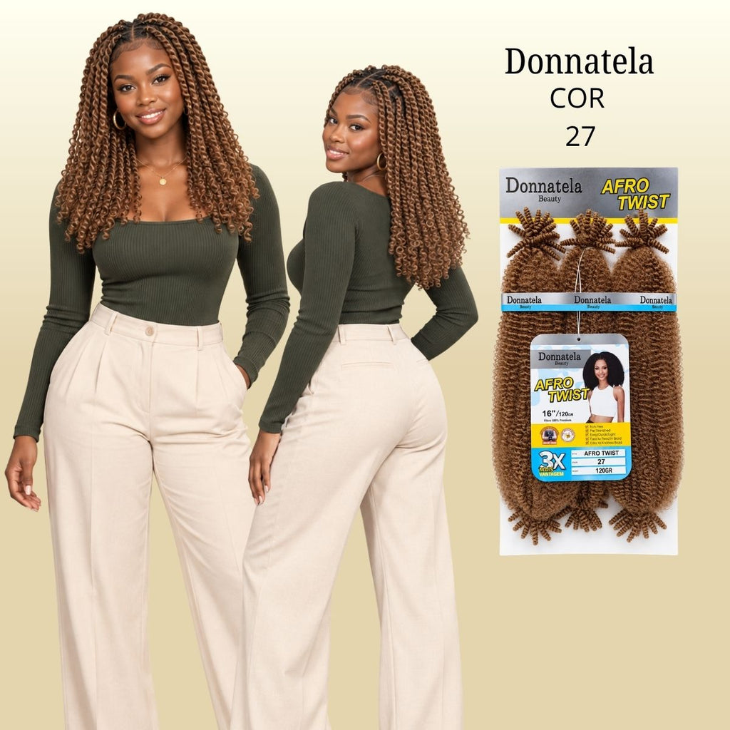 Afro Twist - Crochet - 40cm - 120g - Donnatela - Fibra Pre-Estirada