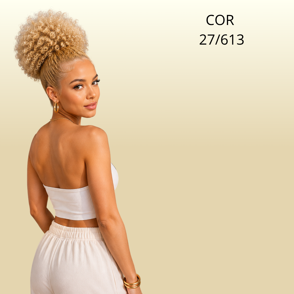 Afro Puff 30cm - FASHION LINE Cabelo Cacheado Aplique Orgânico - Rabo de Cavalo - 180g.