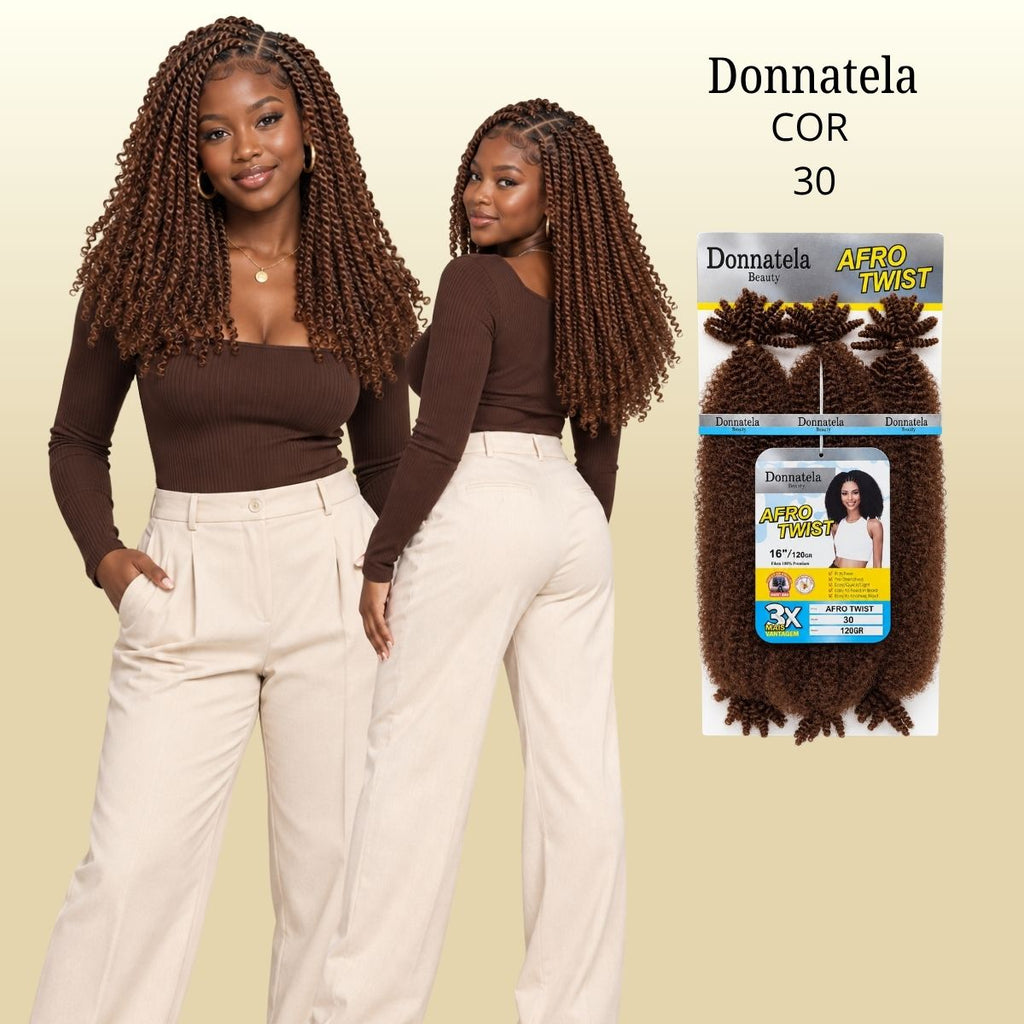 Afro Twist - Crochet - 40cm - 120g - Donnatela - Fibra Pre-Estirada
