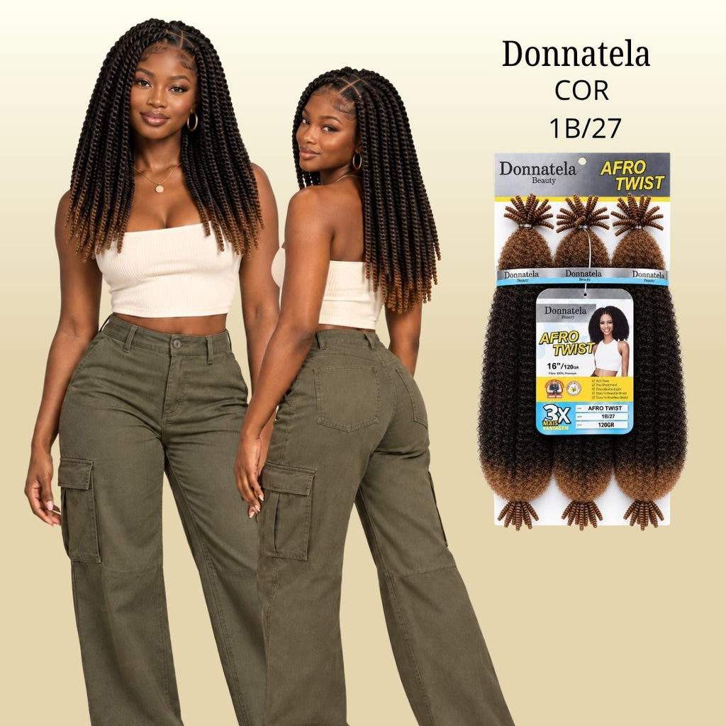 Afro Twist - Crochet - 40cm - 120g - Donnatela - Fibra Pre-Estirada