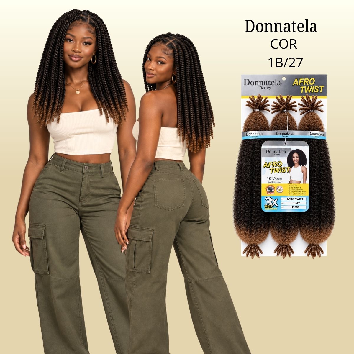 Afro Twist - Crochê - 40cm - 120g - Donnatela - Fibra Pré-Esticada