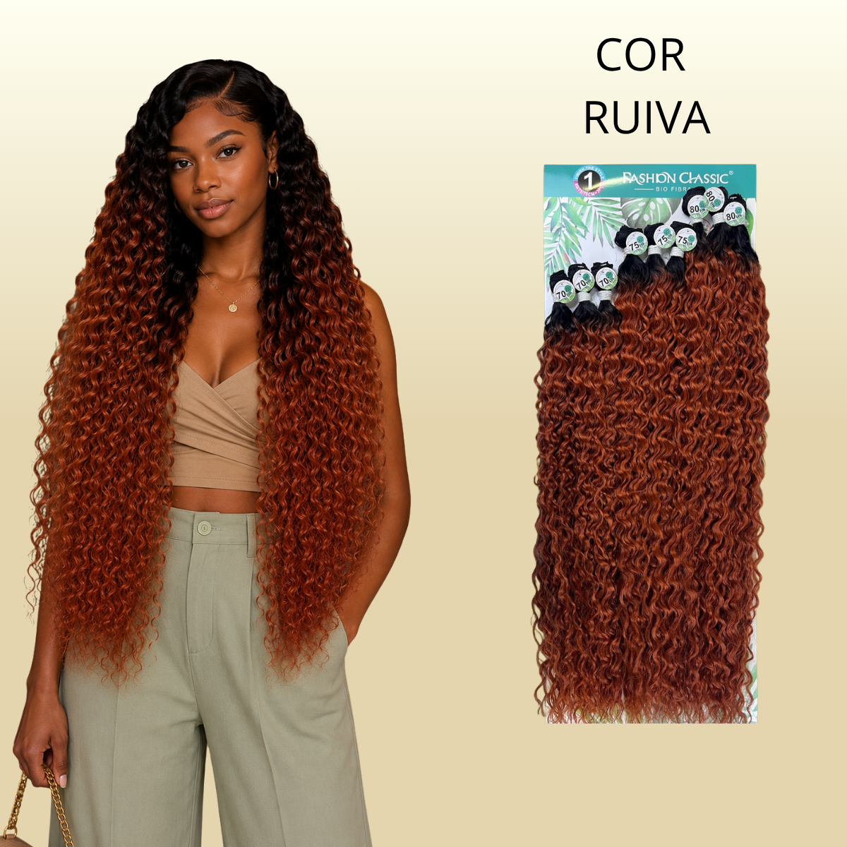 Anjo Plus/Helena  80cm FASHION CLASSIC - Cabelo Cacheado Bio Fibra