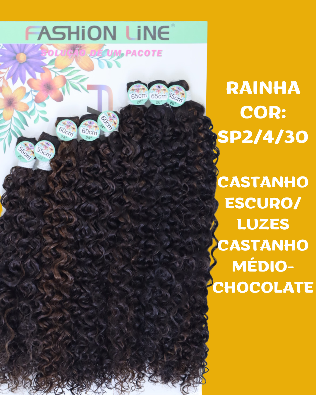 Rainha 65cm FASHION LINE Cabelo ORGÂNICO Cacheado 285g