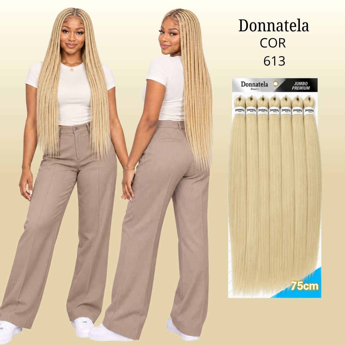 Jumbo Premium 75cm - Donnatela - Cabelo Kanekalon para Tranças - 420g.