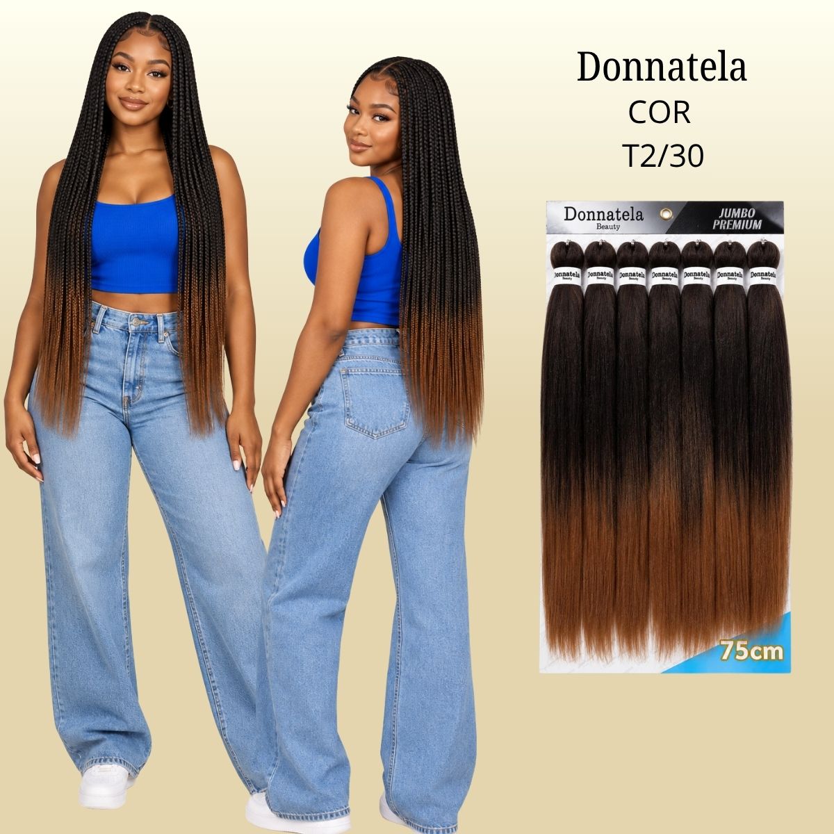 Jumbo Premium 75cm - Donnatela - Cabelo Kanekalon para Tranças - 420g.