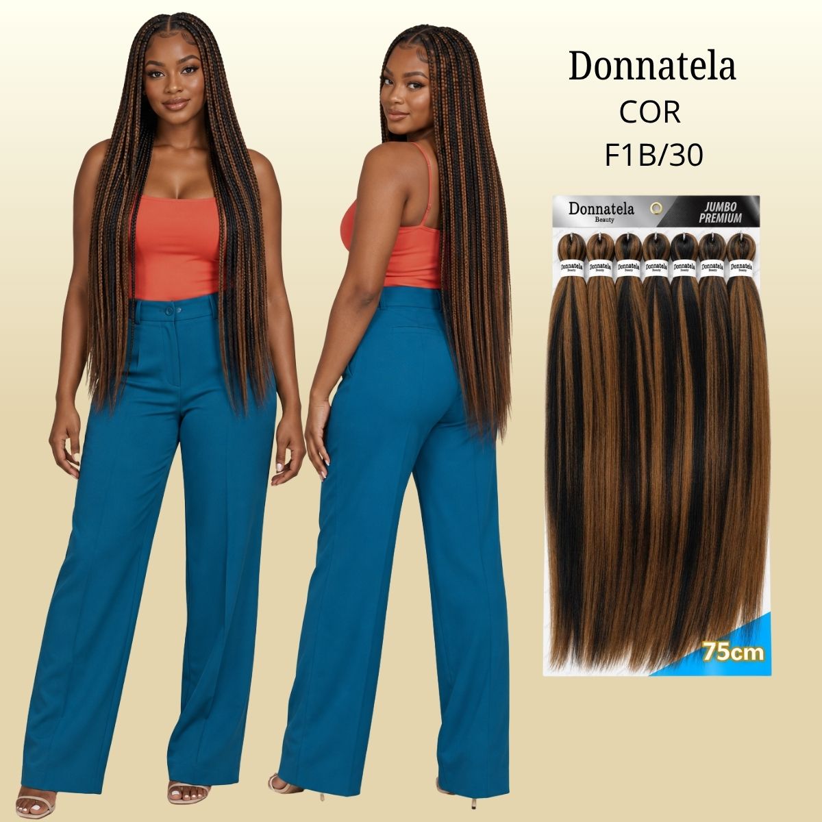 Jumbo Premium 75cm - Donnatela - Cabelo Kanekalon para Tranças - 420g.