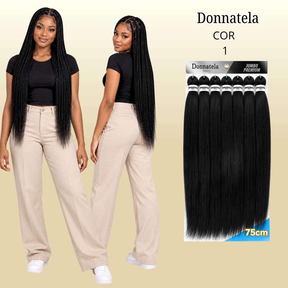 Jumbo Premium 75cm - Donnatela - Cabelo Kanekalon para Tranças - 420g.