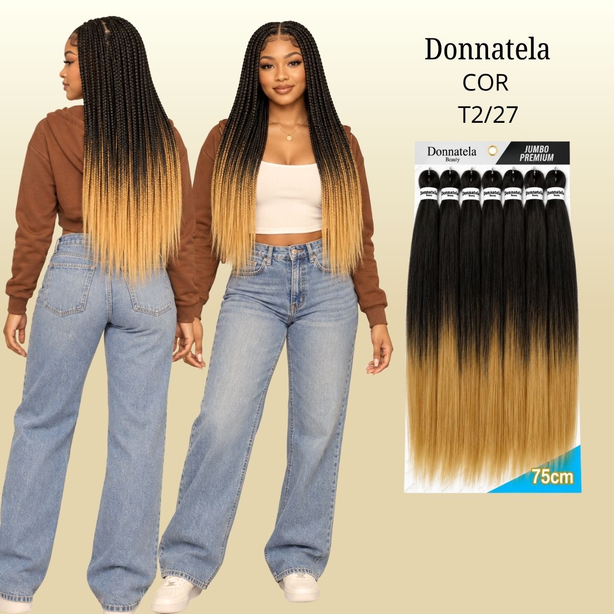 Jumbo Premium 75cm - Donnatela - Cabelo Kanekalon para Tranças - 420g.