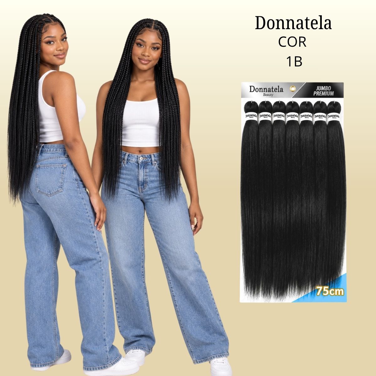 Jumbo Premium 75cm - Donnatela - Cabelo Kanekalon para Tranças - 420g.