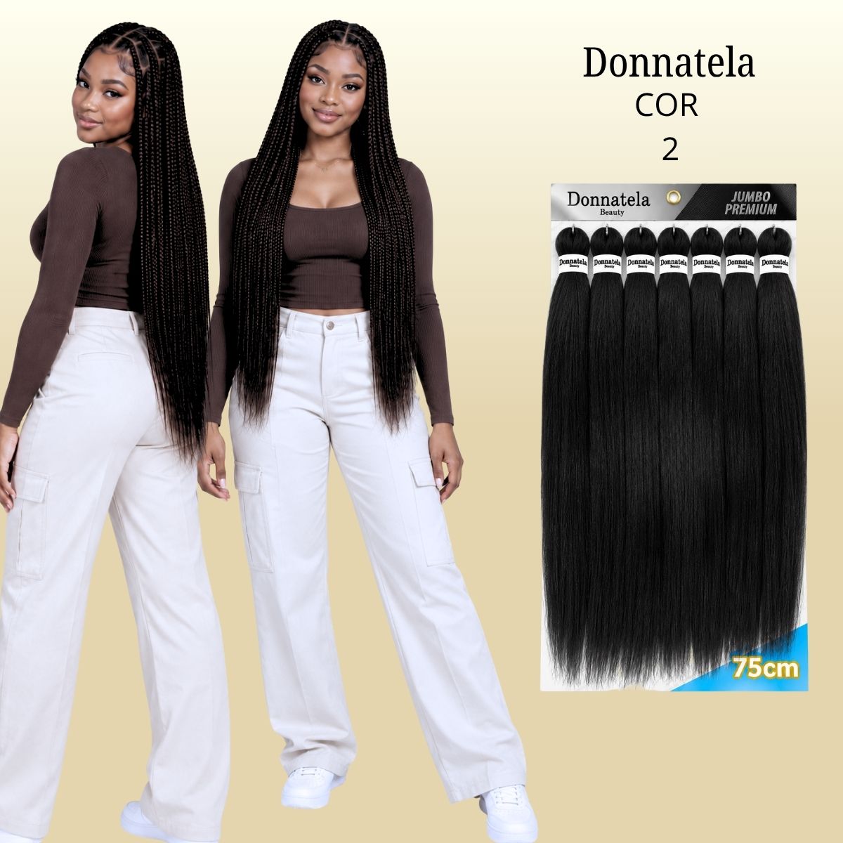 Jumbo Premium 75cm - Donnatela - Cabelo Kanekalon para Tranças - 420g.
