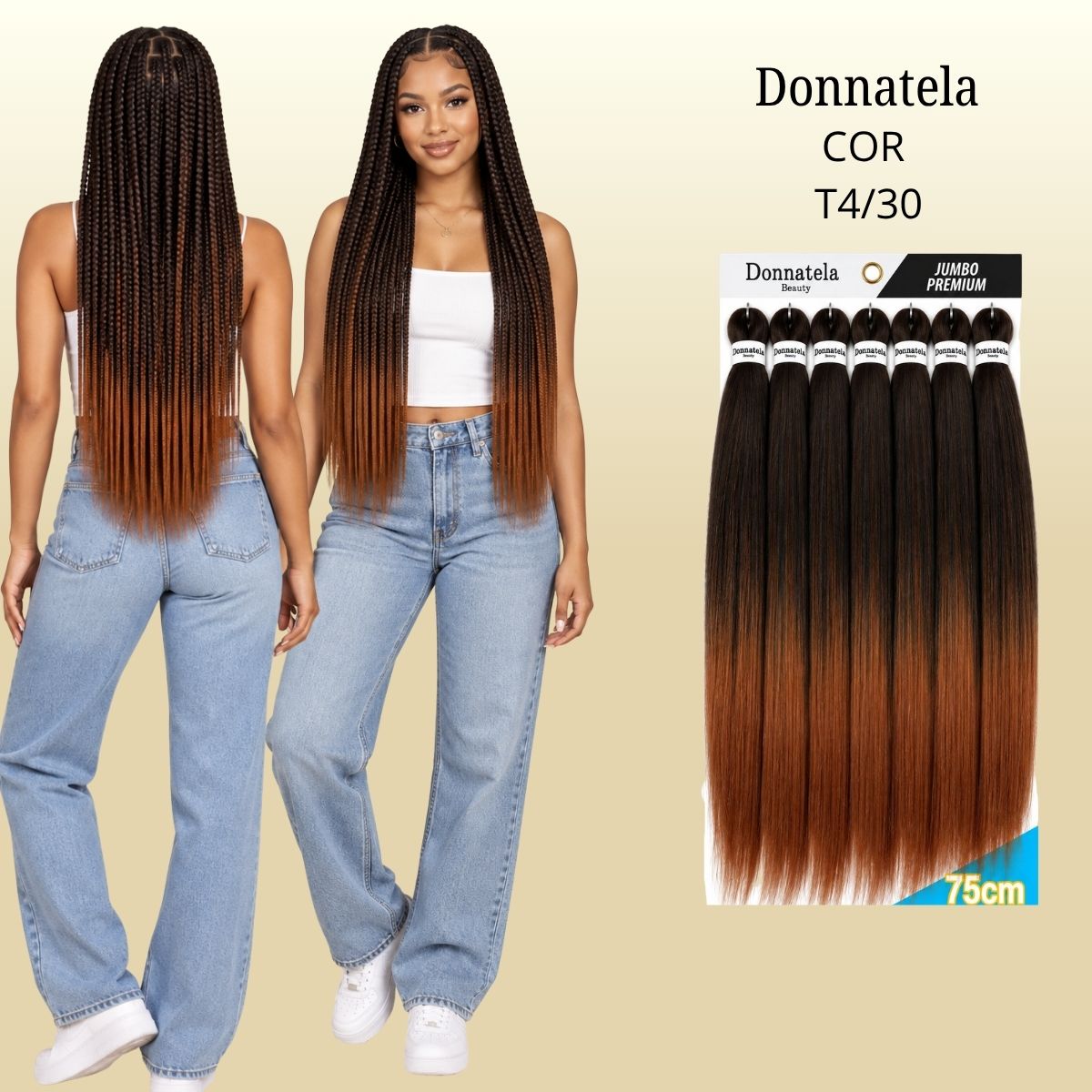 Jumbo Premium 75cm - Donnatela - Cabelo Kanekalon para Tranças - 420g.