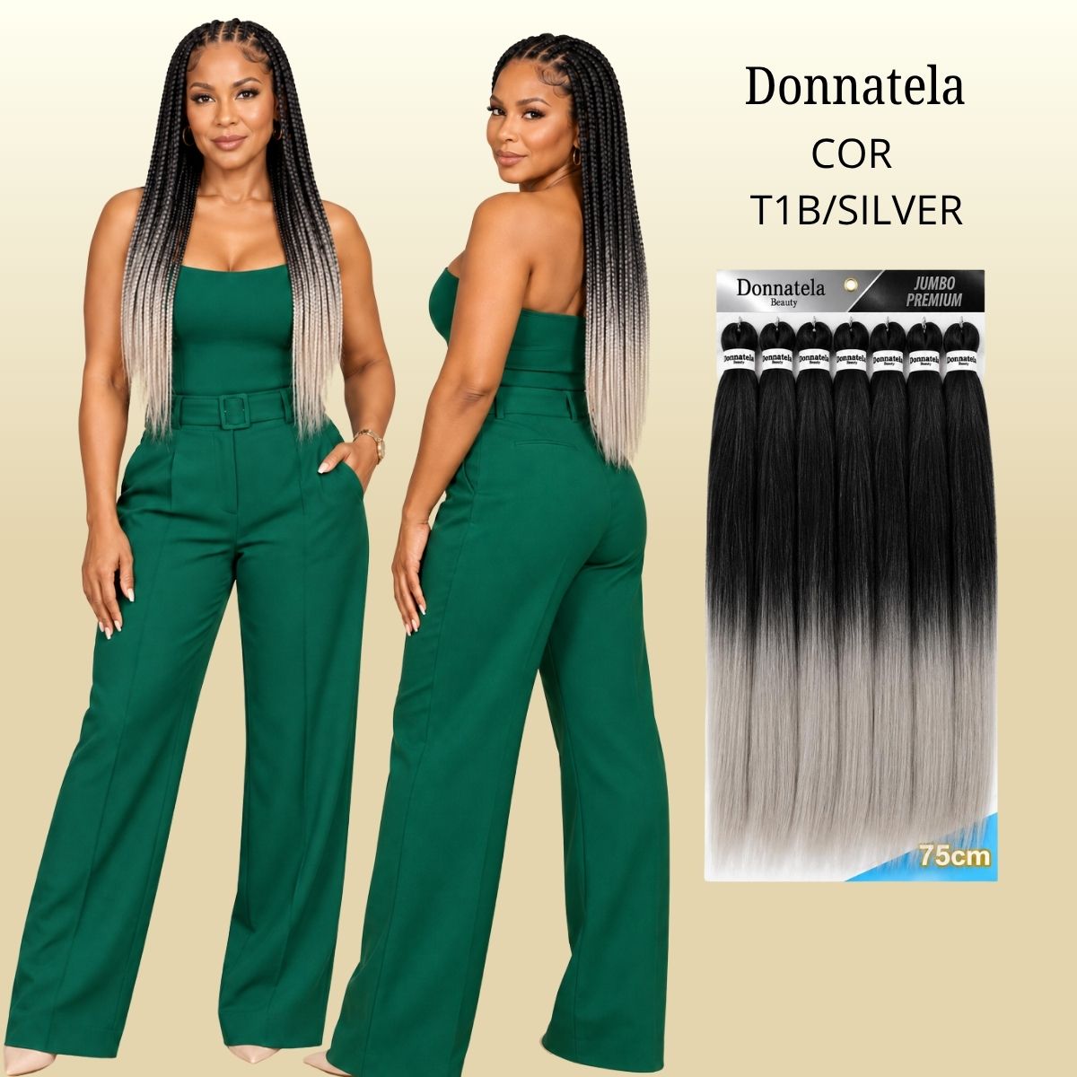 Jumbo Premium 75cm - Donnatela - Cabelo Kanekalon para Tranças - 420g.