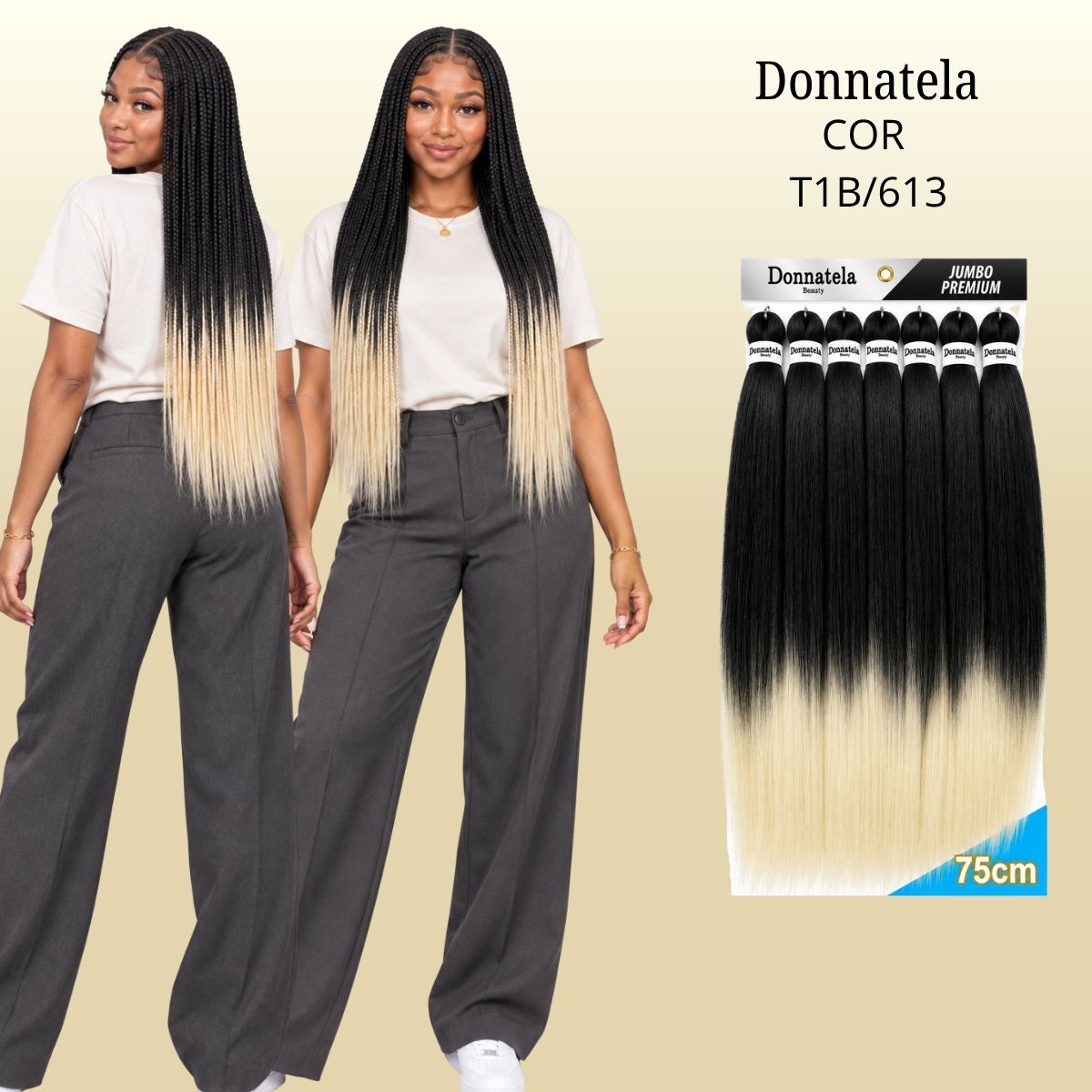 Jumbo Premium 75cm - Donnatela - Cabelo Kanekalon para Tranças - 420g.