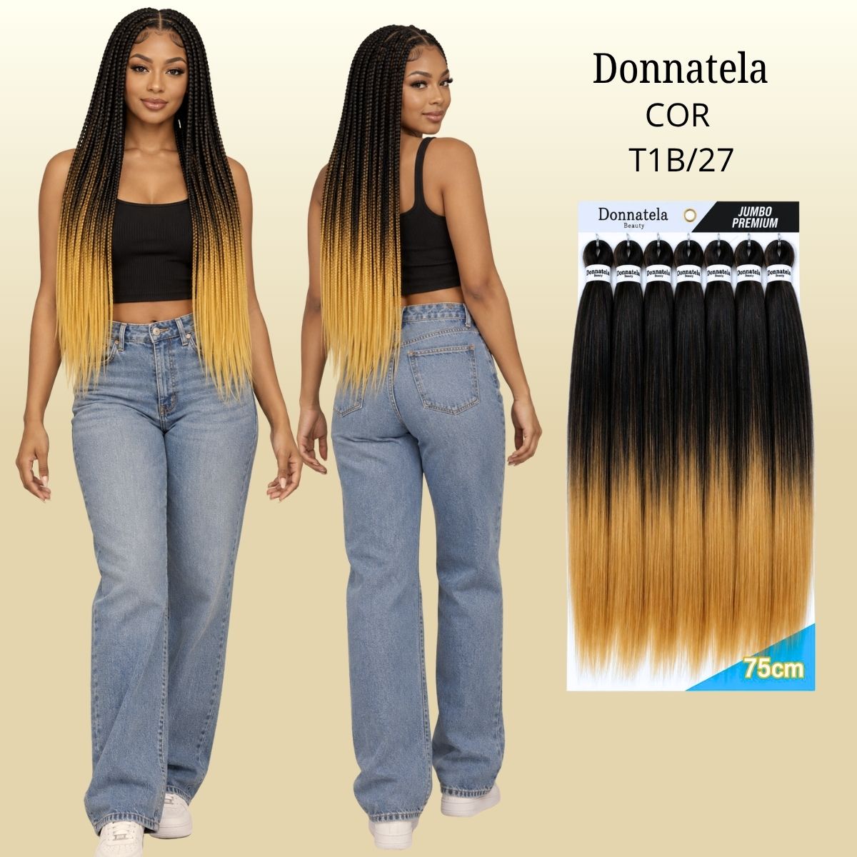 Jumbo Premium 75cm - Donnatela - Cabelo Kanekalon para Tranças - 420g.