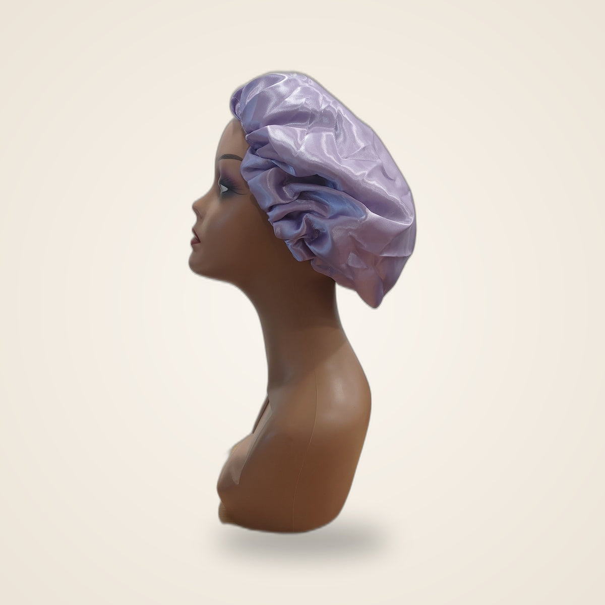 Touca de cetim com elástico regulador - Lilás / Roxo - lateral