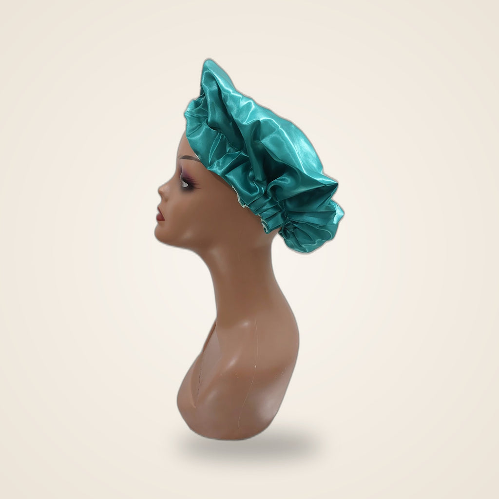 Touca de cetim com elástico regulador - Verde - lateral
